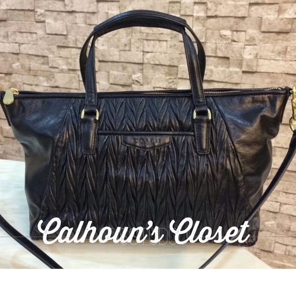 Coach Black Leather Vine Gathered Bag & Wallet Set - Picture 8 of 8